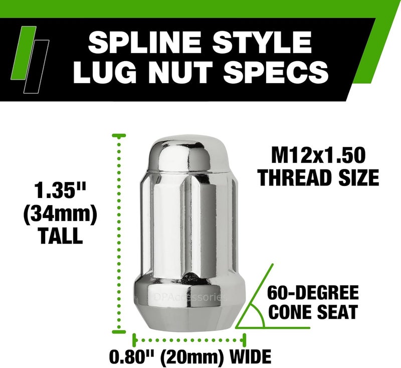 DPAccessories Chrome M12x1.50 Lug Nuts Set - Image 3