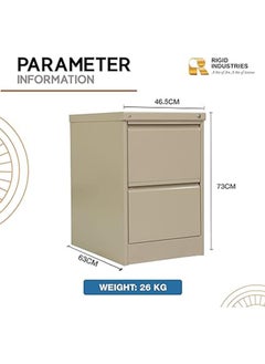 RIGID Steel Curved 2 Drawers Filing Cabinet Beige 73x46.5x62cm  - Image 4