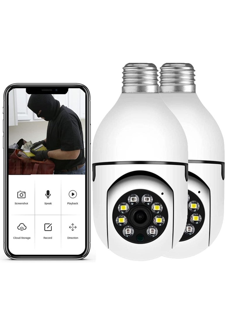 Generic - 2Pcs Light Bulb Security Camera 2.4GHz & 5G WiFi Outdoor, 1080P E27 Light Socket Security Camera, Indoor 360° Home Security Cameras, Full Color Day and Night - Image 1