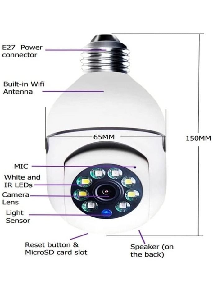 Generic - 2Pcs Light Bulb Security Camera 2.4GHz & 5G WiFi Outdoor, 1080P E27 Light Socket Security Camera, Indoor 360° Home Security Cameras, Full Color Day and Night - Image 1