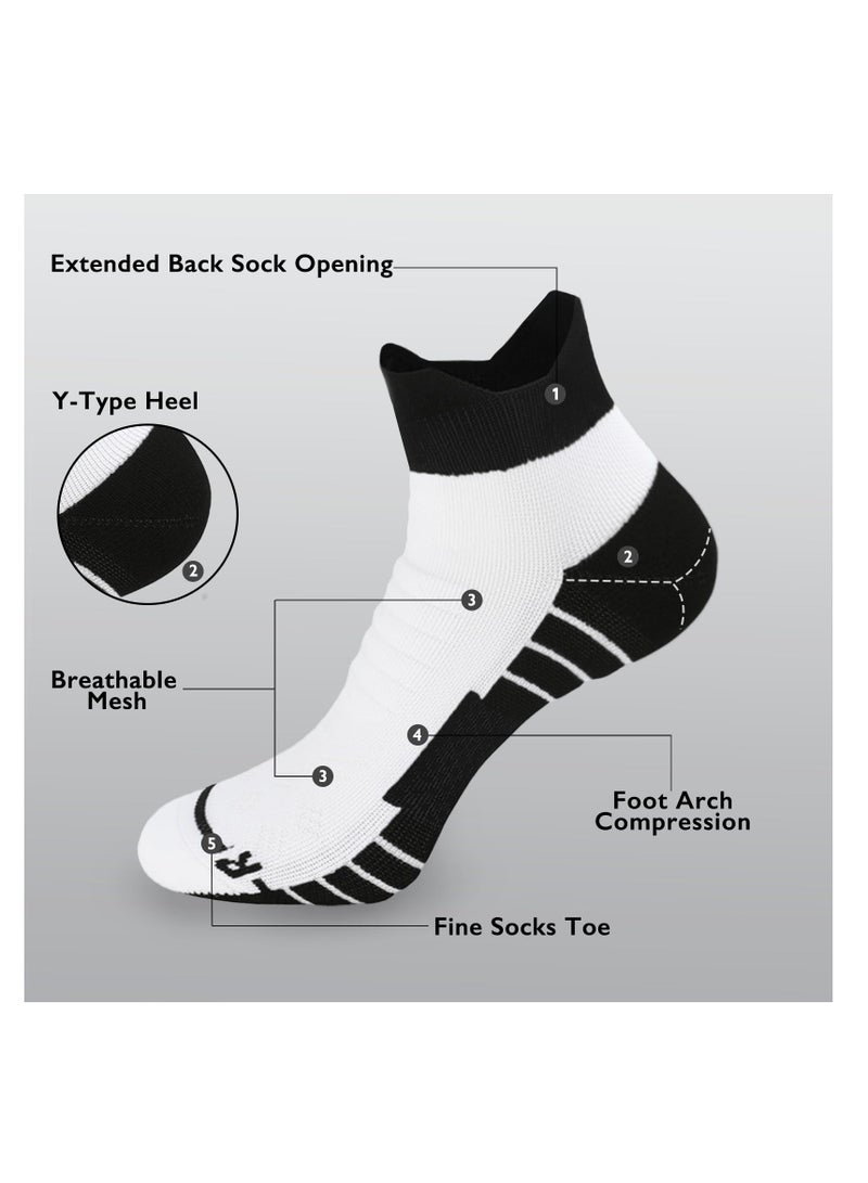 6 Pairs Breathable Running Socks Cushioned Ankle Socks for Men Women White Black - Image 2