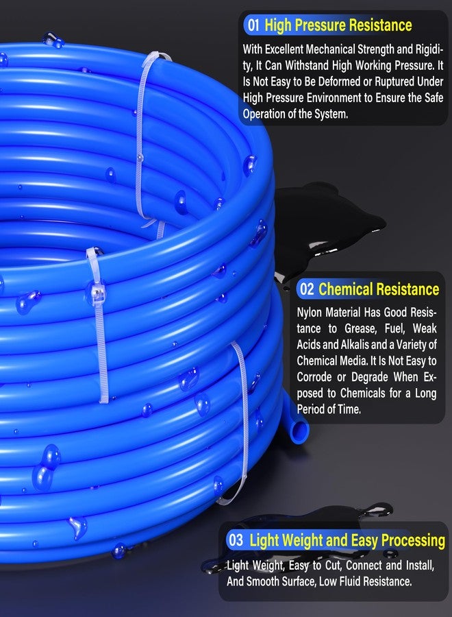 TAILONZ PNEUMATIC Air Line 1/4 inch od Blue Pneumatic Nylon Tube 32.8ft Air Brake Tubing Nylon Hose - Image 3