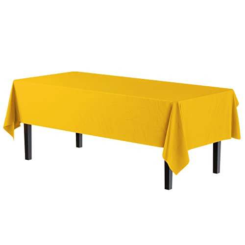 Party Solids Exquisite Party Solids 6-Pack Premium Plastic Tablecloth 54in. x 108in. Rectangle Plastic Table Cover - Yellow - Image 2