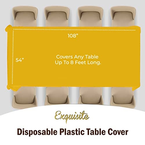 Party Solids Exquisite Party Solids 6-Pack Premium Plastic Tablecloth 54in. x 108in. Rectangle Plastic Table Cover - Yellow - Image 4