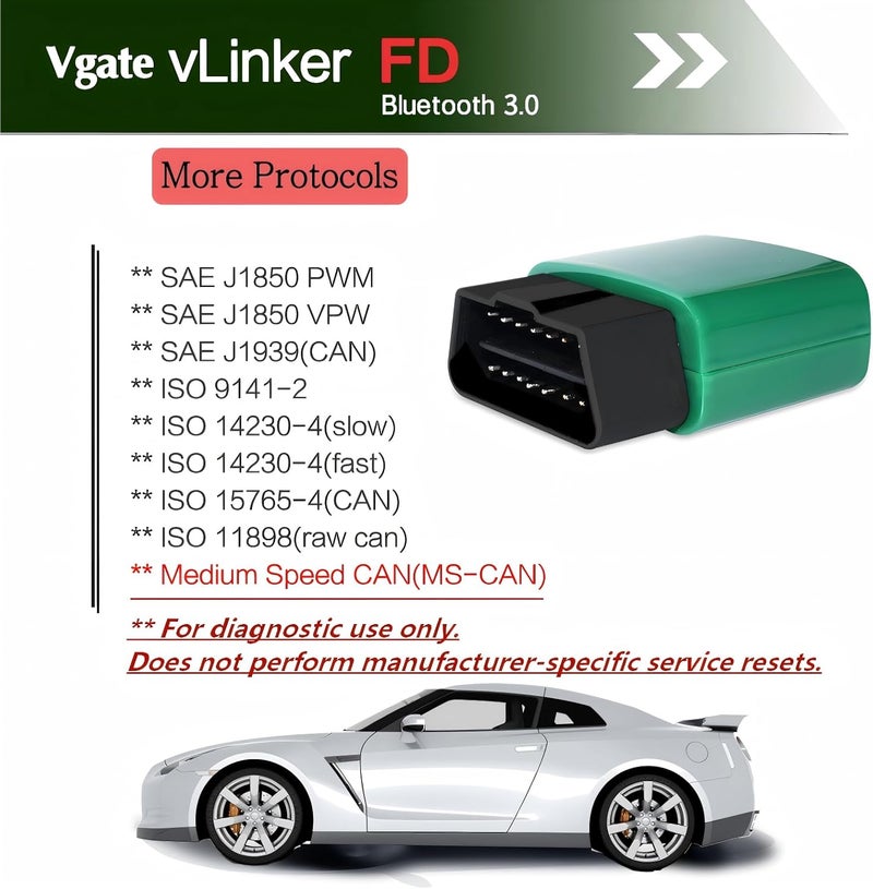في جايت قارئ أكواد السيارات vLinker FD OBD2 Bluetooth، أداة تشخيص OBD2 لأنظمة أندرويد وويندوز - مصممة خصيصًا لـ FORScan - Image 4