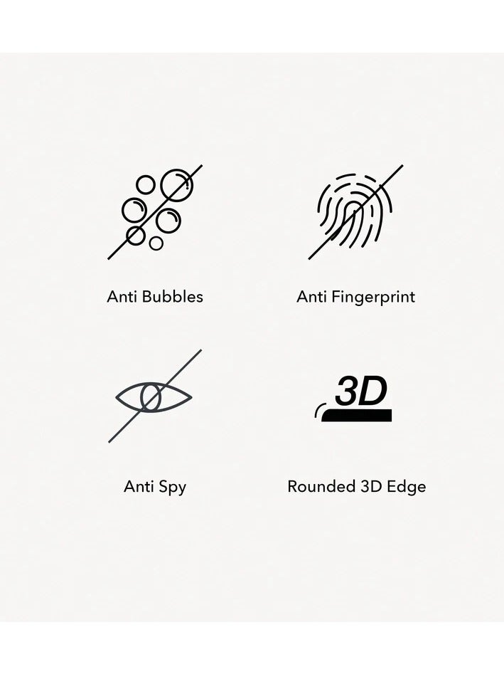 HEXABEX واقي شاشة من الزجاج المقوى 5D للخصوصية لهاتف آيفون 15 برو ماكس 6.7 بوصة أسود/شفاف - Image 3