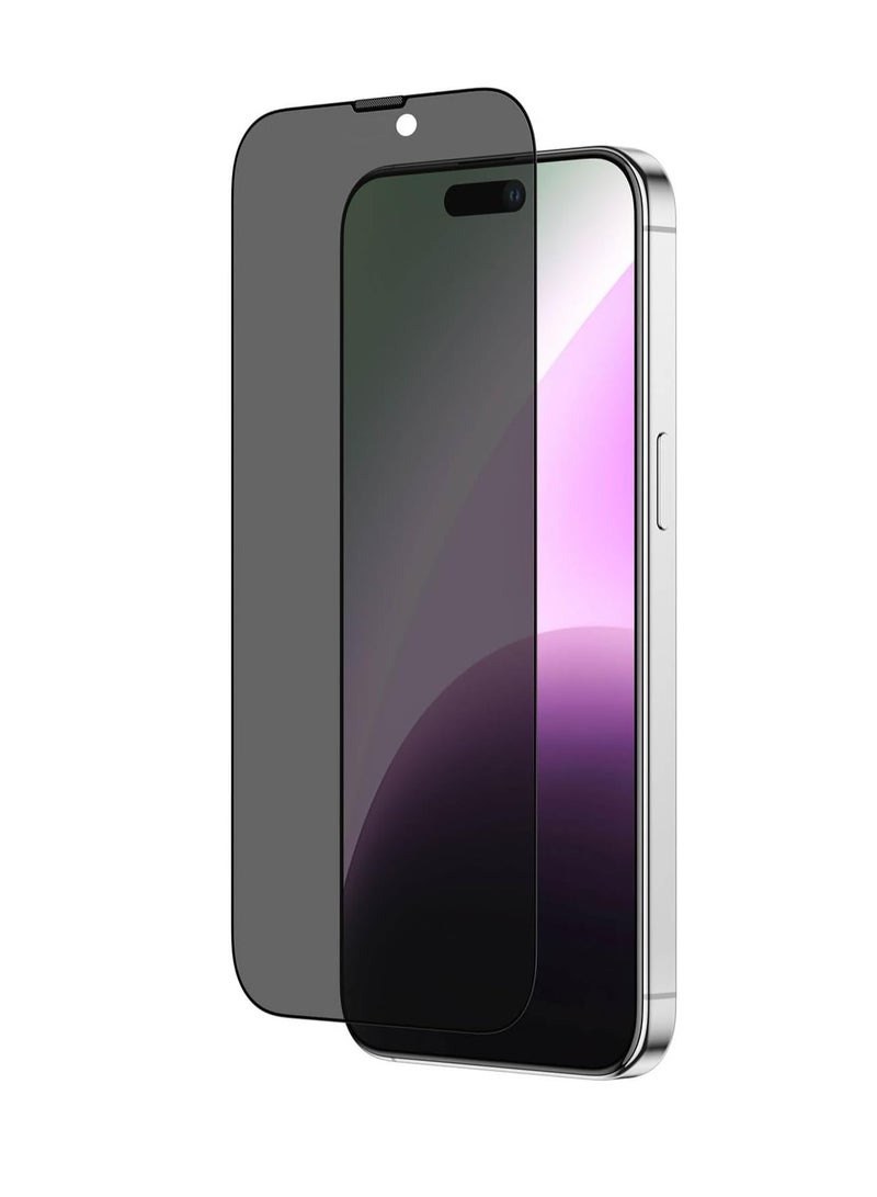 HEXABEX واقي شاشة من الزجاج المقوى 5D للخصوصية لهاتف آيفون 15 برو ماكس 6.7 بوصة أسود/شفاف - Image 2