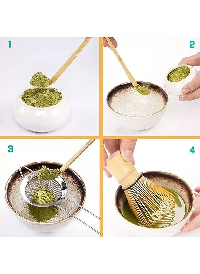 Arabest Matcha Stirrer Set, Bamboo Tea Steeper Matcha Tools for Stirring Matcha, 3-piece Set (Matcha Stirrer + Bamboo Spoon with Hook + Matcha Brush Placeer) (Blue)  - Image 4