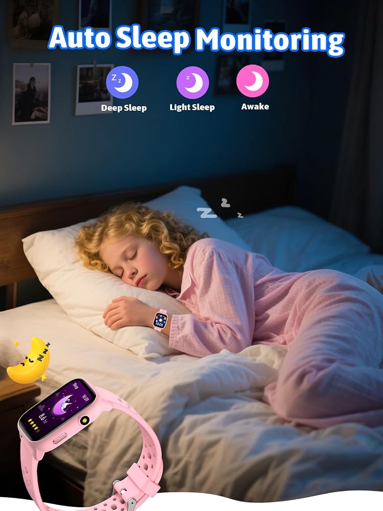 مجولو ساعة ذكية للأطفال Mgaolo Kids Smart Watch 1.85" – جهاز تتبع اللياقة البدنية مع مراقب لمعدل ضربات القلب ونوم الطفل، يدعم أكثر من 100 وضع رياضي، و12 لعبة تفكير، مناسبة للأولاد والبنات للاستخدام في الأنشطة الخارجية (لون بنفسجي). - Image 5
