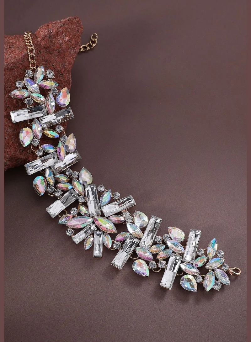 SOHI Gold Plated Designer Stone Party Wear Necklace For Women