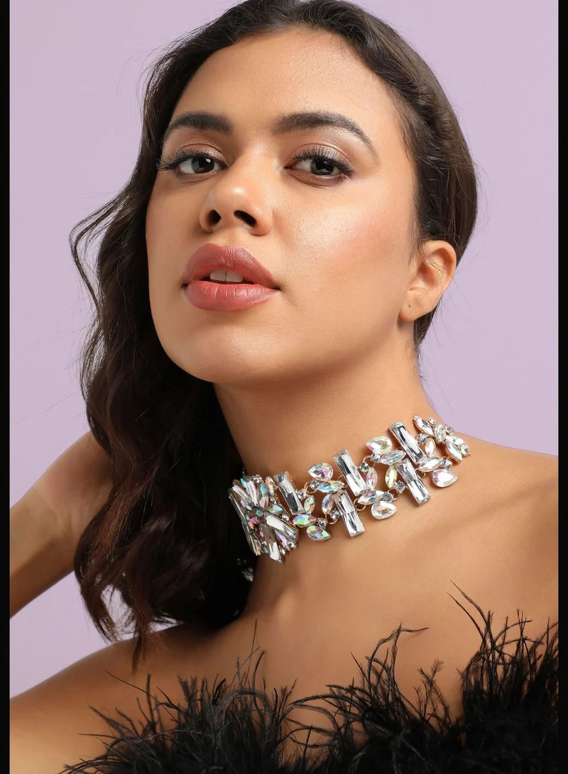 SOHI Gold Plated Designer Stone Party Wear Necklace For Women