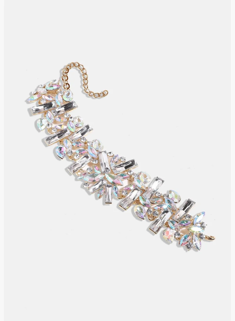 SOHI Gold Plated Designer Stone Party Wear Necklace For Women