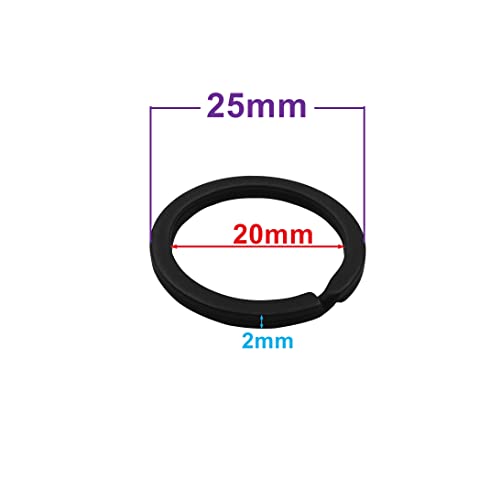 ZoloAJay 20 Pack Key Ring Keychain 1 Inch 25mm Diameter Metal Flat Split Key Chains Rings for Home Car Dog Tag Office Lanyards Keys Attachment Black - Image 4