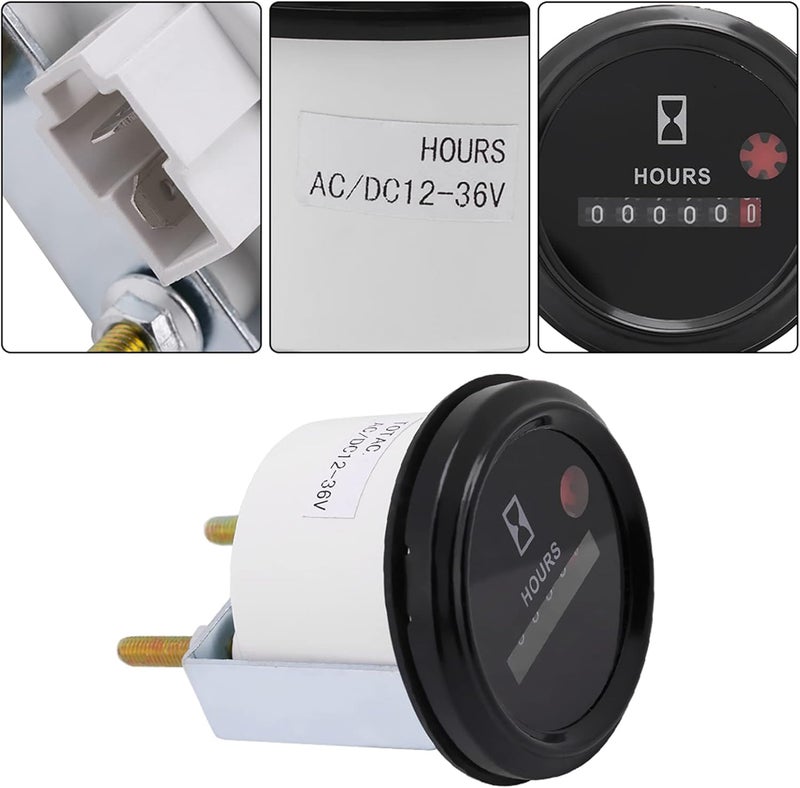 Meter Hour Meters for Small Engines 8×6×6 12-36v Dc Ac 6 Digit Accurate Round Quartz Hour Meter Gauge Tester for Boat Car Truck Engine Meter Meter - Image 5