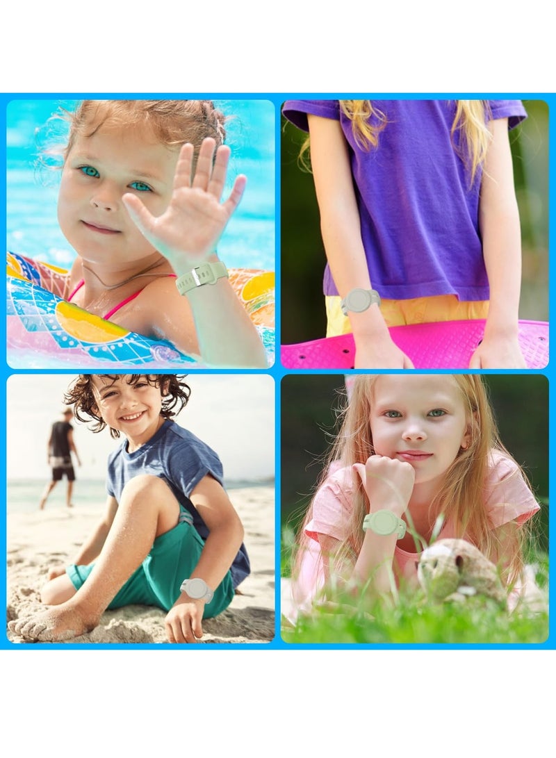 2 Pack Waterproof Silicone Kids Airtag Bracelet Anti-Lost Strap for Toddlers Apple Airtag Holder Green Gray - Image 3