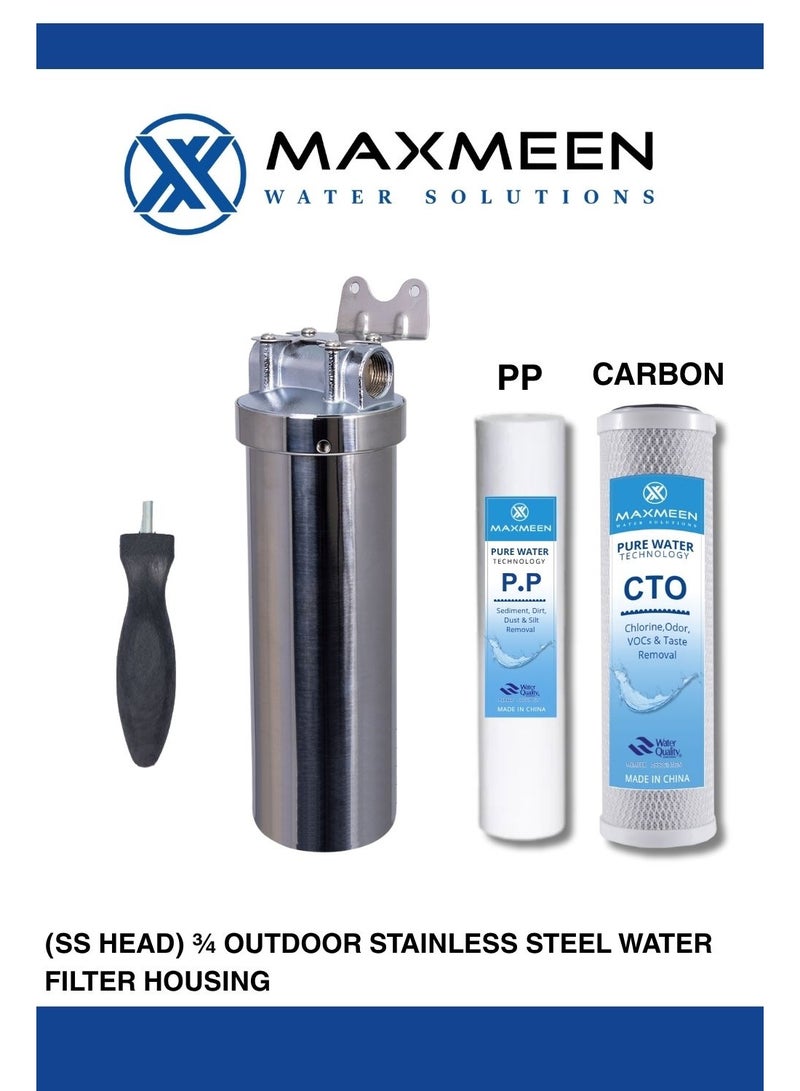 ماكسمين حاوية فلتر مياه ستانلس ستيل 10 بوصة – هيكل من الستانلس ستيل المقاوم للصدأ – Maxmeen Water - Image 3