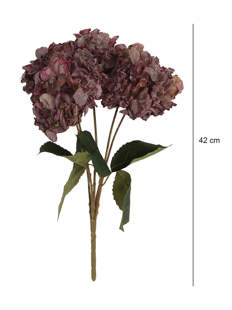 Fourwalls Fourwalls Beautiful Artificial Hydrangea Flowers Bunch for Vase 40 cm Maroon Home Decoration Living Room Bedroom Corner Table Top Office Wedding Party Decorative Items  - Image 5