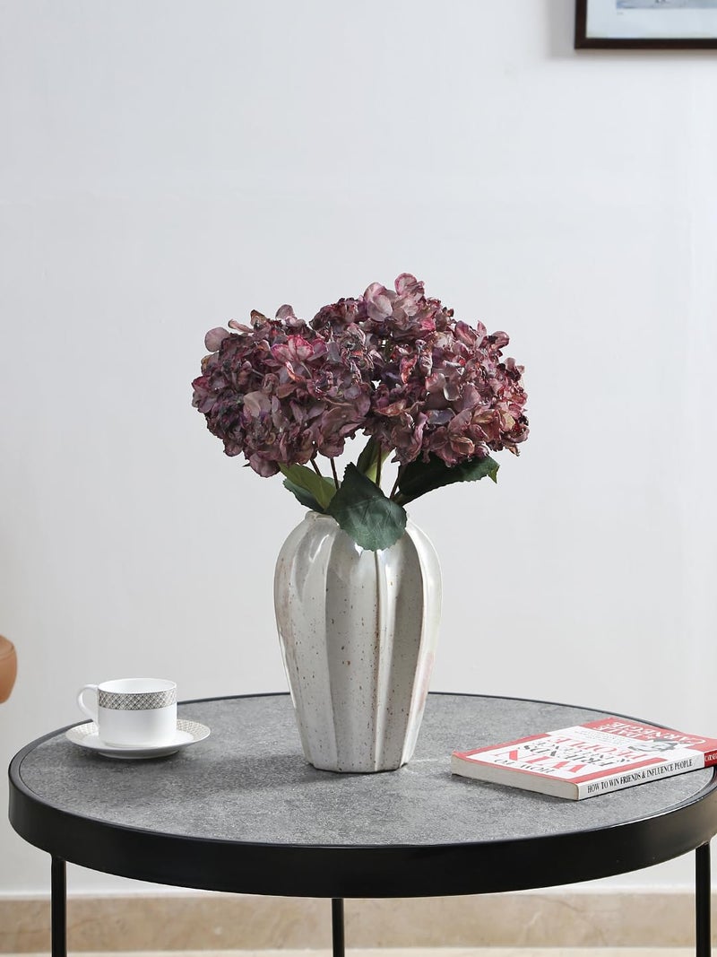 Fourwalls Fourwalls Beautiful Artificial Hydrangea Flowers Bunch for Vase 40 cm Maroon Home Decoration Living Room Bedroom Corner Table Top Office Wedding Party Decorative Items  - Image 1