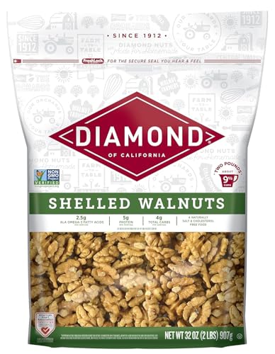 diamonds nuts Diamond of California Shelled Walnut Halves and Pieces, Pre-Shelled Raw Walnuts for Baking, Snacking and Salads, 32 oz. - Image 1