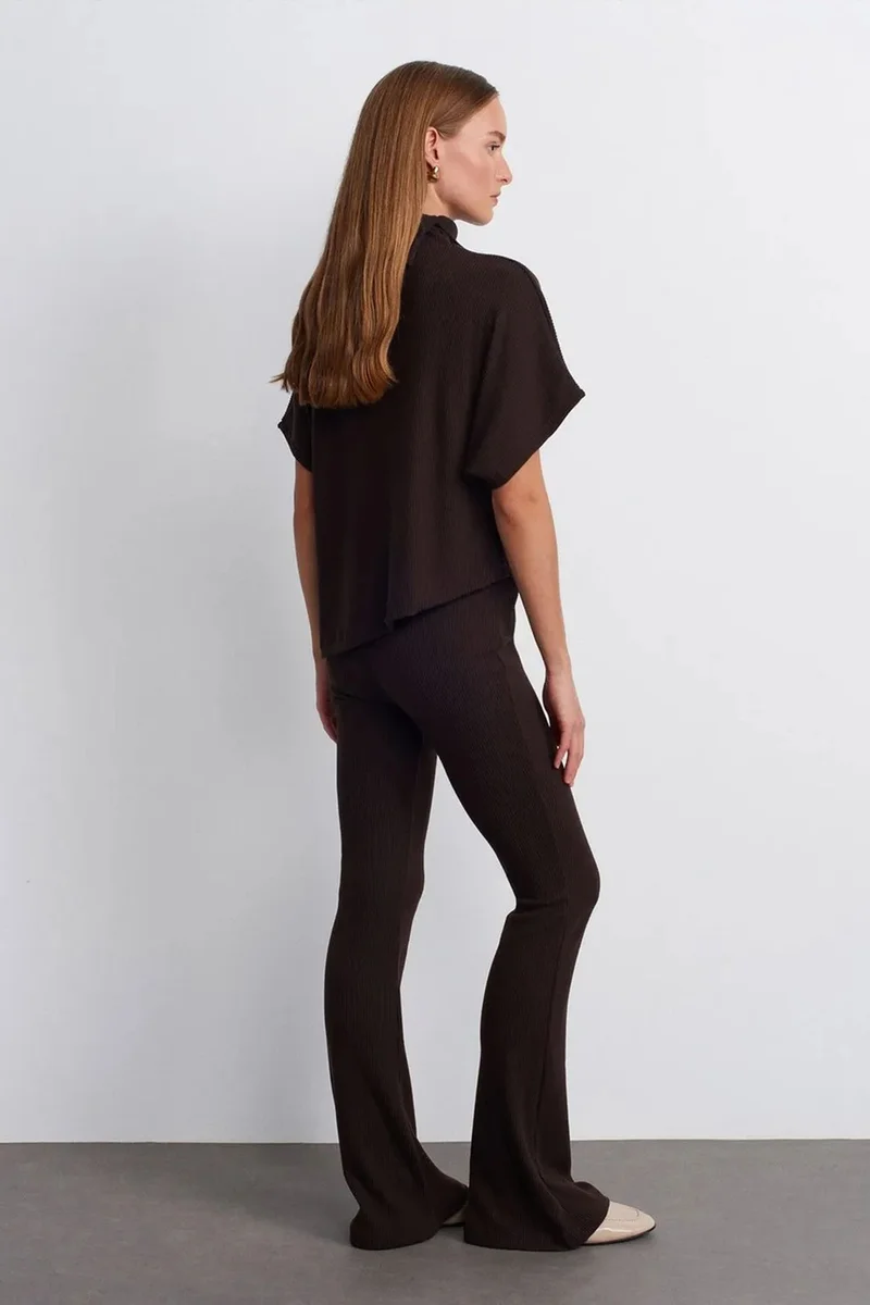 ديلفين DILVIN High-Waist Flare Knit Pants