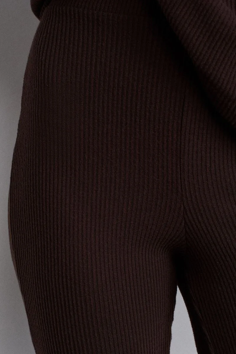 Dilvin Coffee Brown DILVIN High-Waist Flare Knit Pants for Women | Best Price UAE
