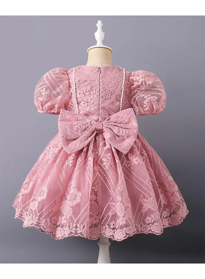 Mark & Mia Mark & Mia Short Sleeves Dress with Pearl Design - Pink