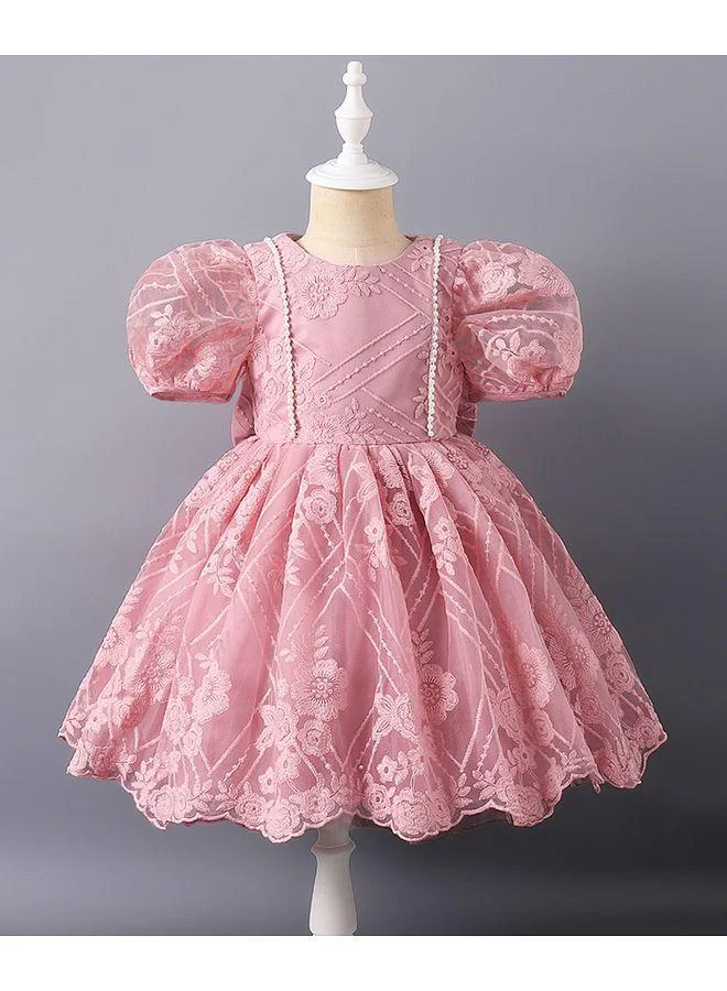 Mark & Mia Mark & Mia Short Sleeves Dress with Pearl Design - Pink