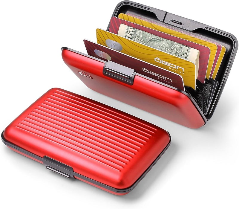 ÖGON -DESIGNS- Aluminum card holder, RFID Protection against fraud and demagnetization, Compact wallet, Smart Case STOCKHOLM V1 model (Aluminum Red) - Image 2