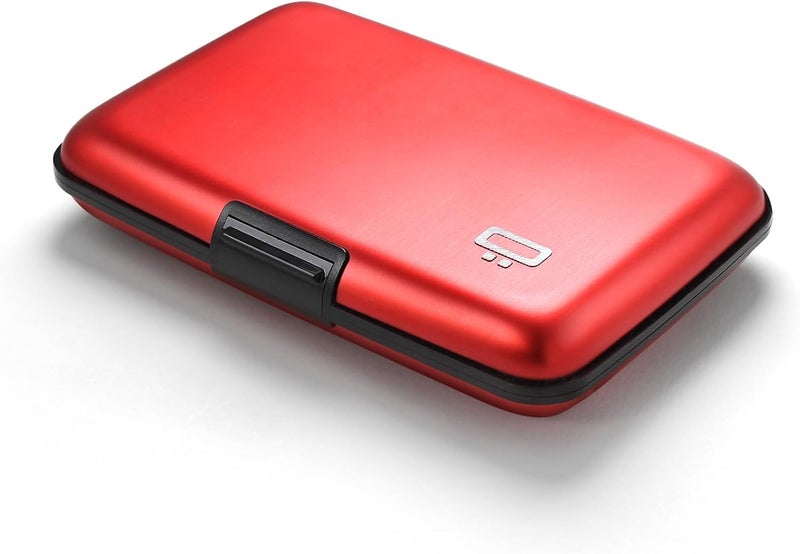 ÖGON -DESIGNS- Aluminum card holder, RFID Protection against fraud and demagnetization, Compact wallet, Smart Case STOCKHOLM V1 model (Aluminum Red) - Image 1