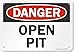 SmartSign SmartSign Plastic Sign, Legend "Danger: Open Pit", 7" high x 10" wide, Black/Red on White  - Image 2
