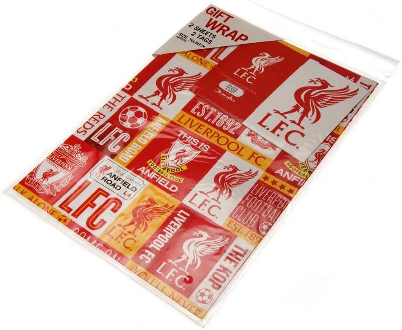 Liverpool F.C. Official Liverpool FC Gift Wrap Set with 2 Sheets and 2 Tags - Eco-Friendly and Recyclable - Image 2