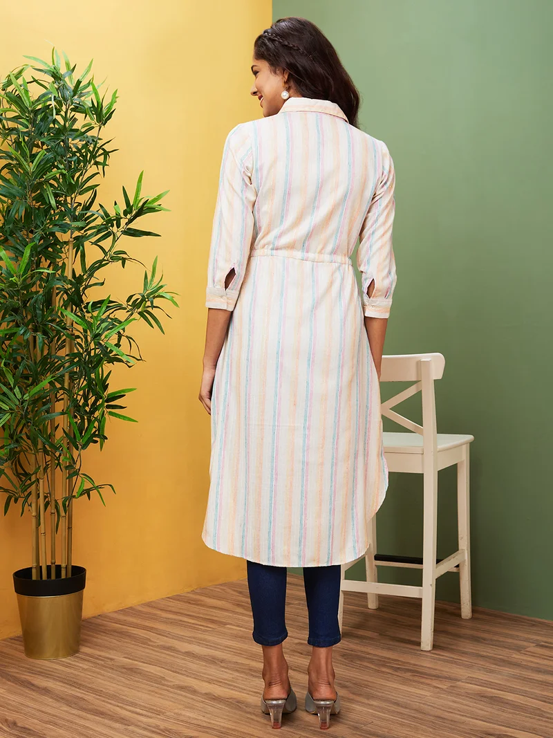 globus Globus Women Striped Printed Kurta