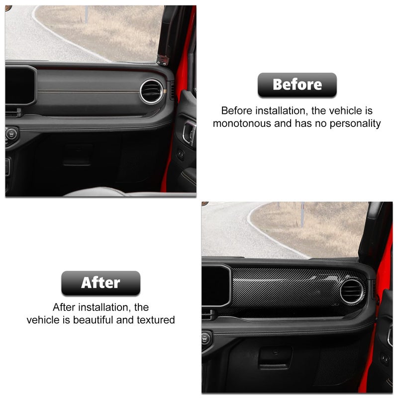 RT-TCZ RT-TCZ Carbon Fiber Center Console Trim Cover Dashboard Control Panel Cover Decorative Interior Accessories Compatible with Jeep Wrangler JL JLU & Gladiator JT 2024+  - Image 2