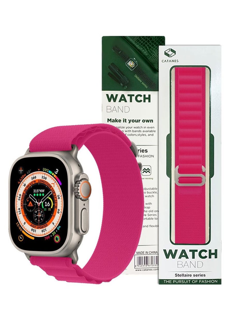 CATANES - Apple Watch Band 49mm 45mm 44mm 42mm Alpine Loop Band Women Men Adjustable with Metal G-Hook Strap for iWatch Ultra Series SE 8/7/6/5/4/3/2/1 Hot Pink - Image 1