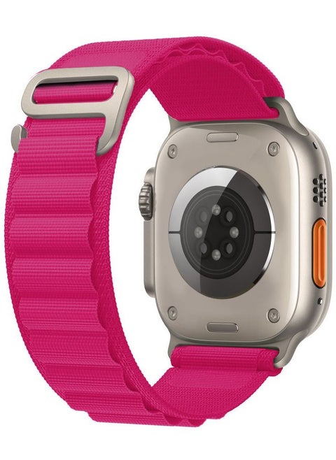 Apple Watch Band 49mm 45mm 44mm 42mm Alpine Loop Band Women Men Adjustable with Metal G-Hook Strap for iWatch Ultra Series SE 8/7/6/5/4/3/2/1 Hot Pink