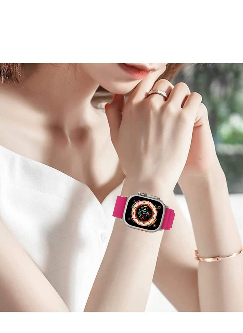 CATANES - Apple Watch Band 49mm 45mm 44mm 42mm Alpine Loop Band Women Men Adjustable with Metal G-Hook Strap for iWatch Ultra Series SE 8/7/6/5/4/3/2/1 Hot Pink - Image 1