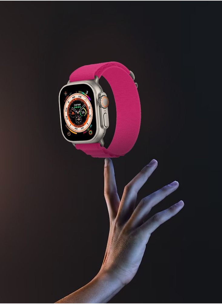 CATANES - Apple Watch Band 49mm 45mm 44mm 42mm Alpine Loop Band Women Men Adjustable with Metal G-Hook Strap for iWatch Ultra Series SE 8/7/6/5/4/3/2/1 Hot Pink - Image 1