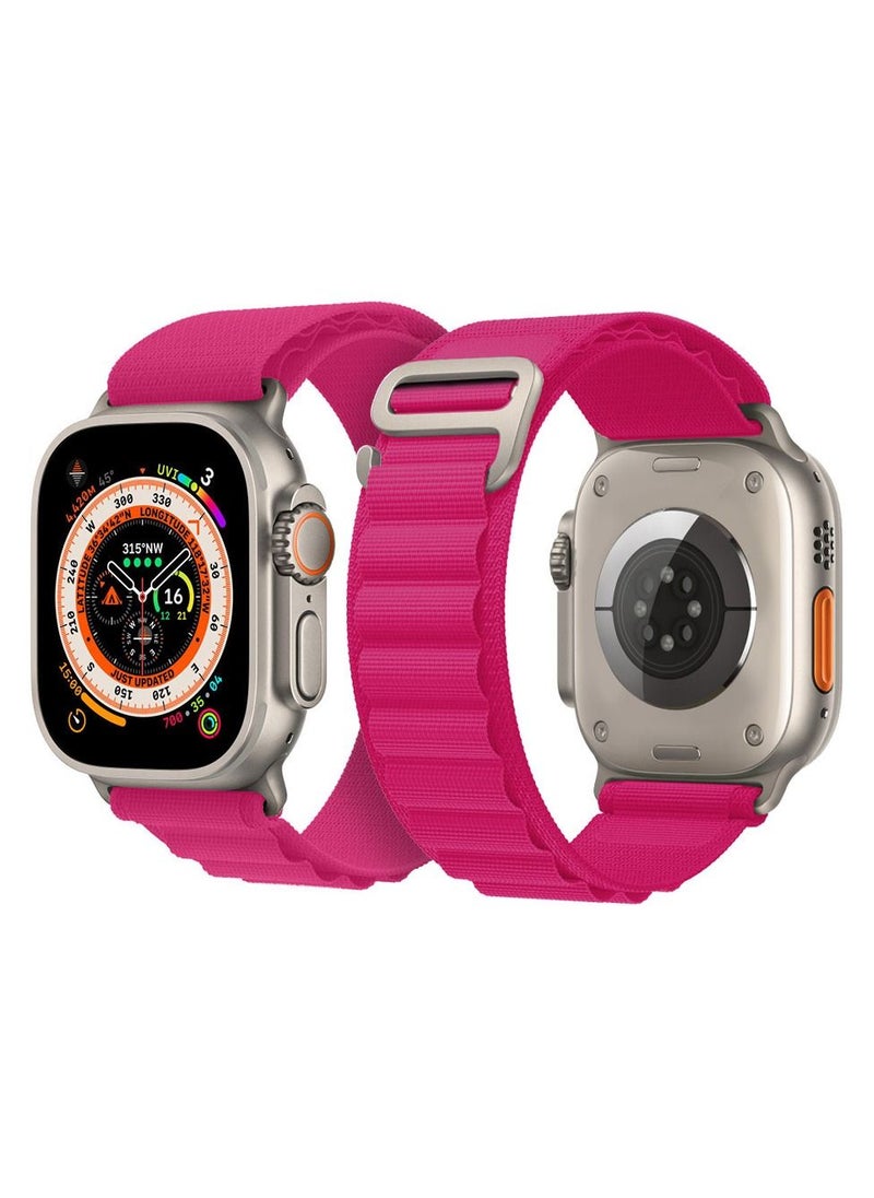 CATANES - Apple Watch Band 49mm 45mm 44mm 42mm Alpine Loop Band Women Men Adjustable with Metal G-Hook Strap for iWatch Ultra Series SE 8/7/6/5/4/3/2/1 Hot Pink - Image 1