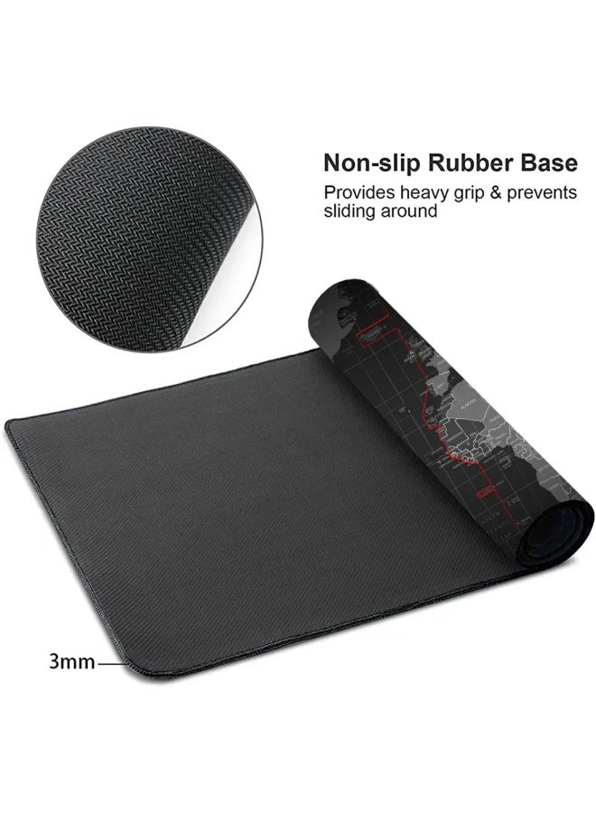 RION World Map Desk Mat 900×400mm – Extended Mouse Pad with Anti-Slip Rubber Base, Waterproof Surface & Stitched Edges – Large Gaming & Office Desk Pad (Black) XL - Image 5