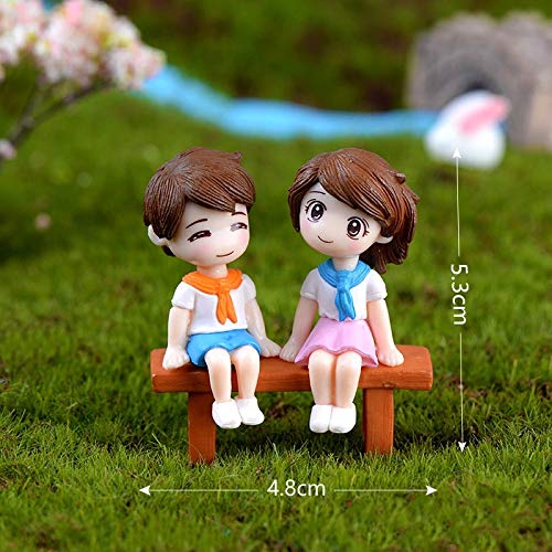 BHOOLU&GOOLU Polyvinyl Chloride Sweety Lovers - Bench Sitting Couple Figurine Miniature - Style - 27 (Multicolour, Small) - 2Piece/Set - Image 3