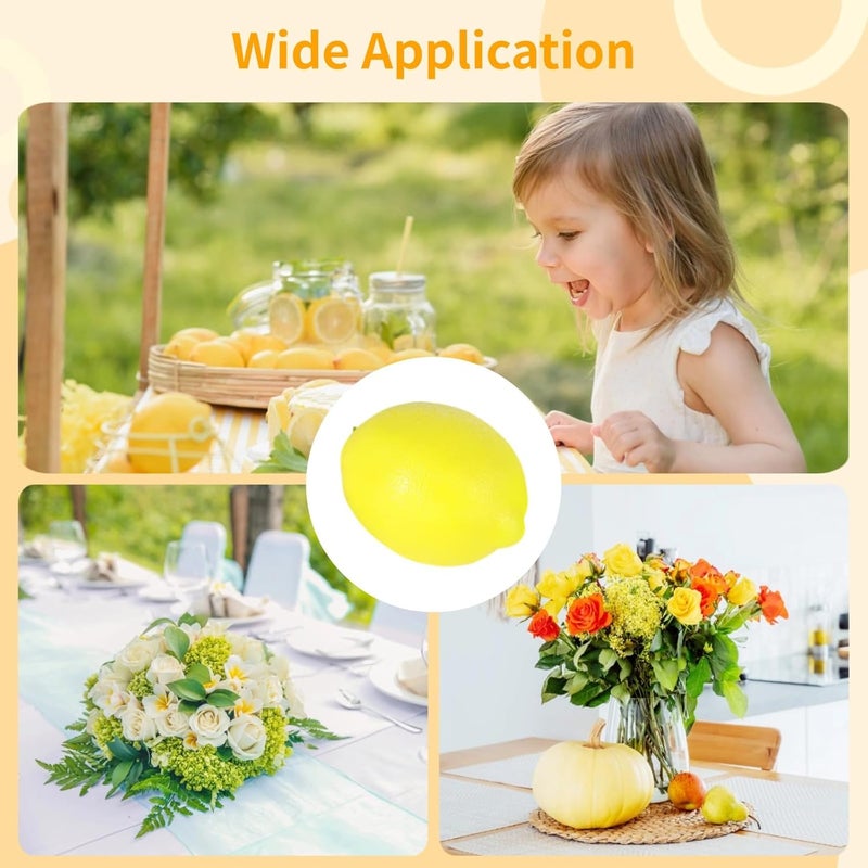 48 Artificial Yellow Lemons with Leaves, 2 Sizes, Foam Lemons for Party Decor, Photography Props, and Table Centerpiece Decorations - Image 5