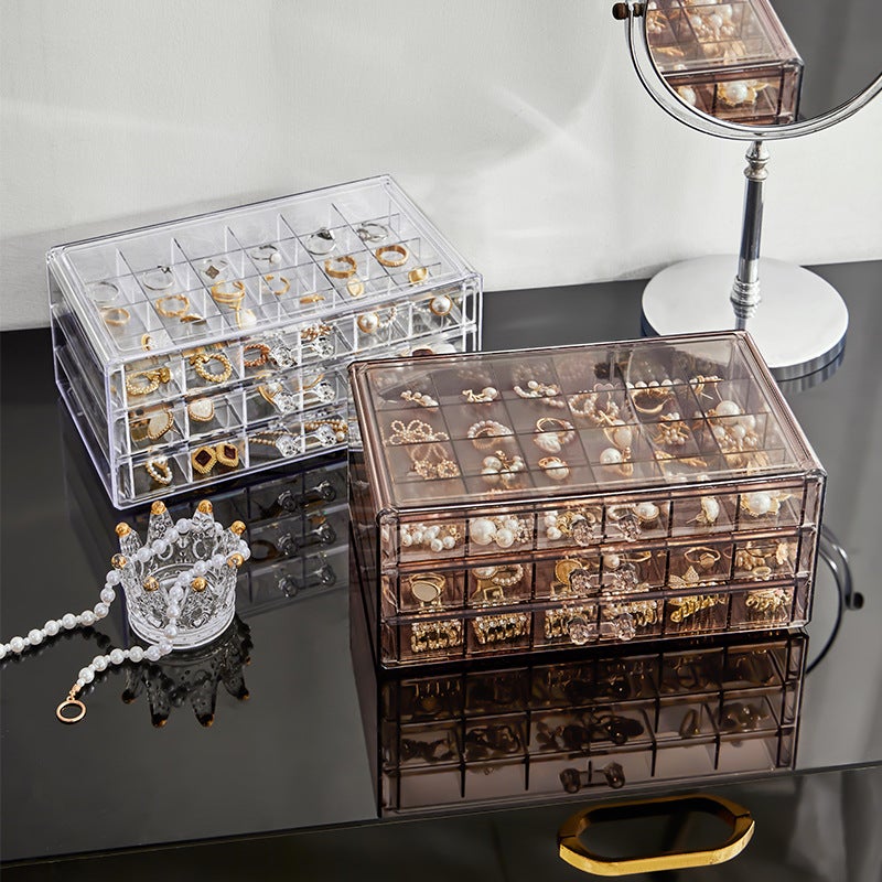 New Dresser Jewelry Box Large Capacity Ring Earrings Necklace Storage Multi-Layer Transparent Jewelry Storage Box - Image 2