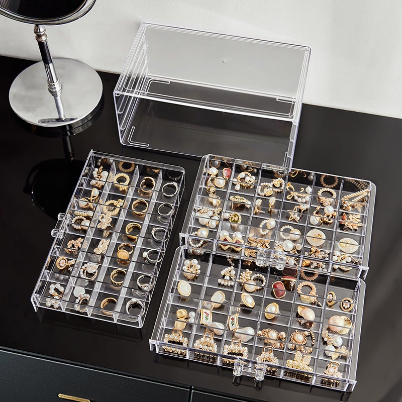 New Dresser Jewelry Box Large Capacity Ring Earrings Necklace Storage Multi-Layer Transparent Jewelry Storage Box - Image 4