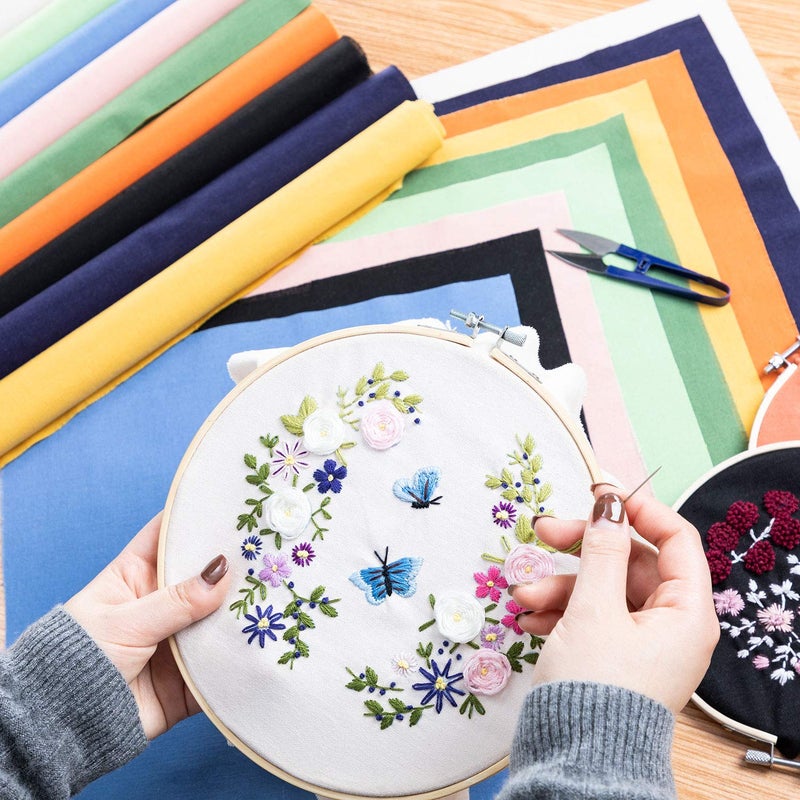 BERYA 6 Pcs Linen Needlework Fabric, Square Embroidery Fabric 9 Colors Stitch Cloth for Garment Crafts and Decoration Embroidery Project - Image 5