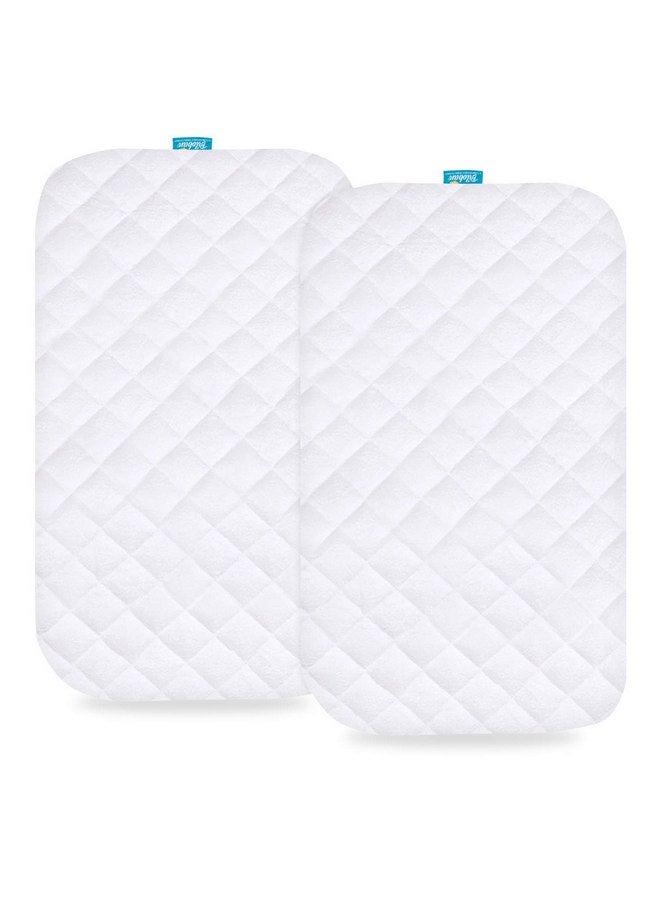 Biloban Waterproof Bassinet Mattress Pad Cover Compatible with Baby Delight Beside Me Dreamer Bassinet, 2 Pack, Ultra Soft Viscose Made from Bamboo Terry Surface, Breathable and Easy Care - Image 1