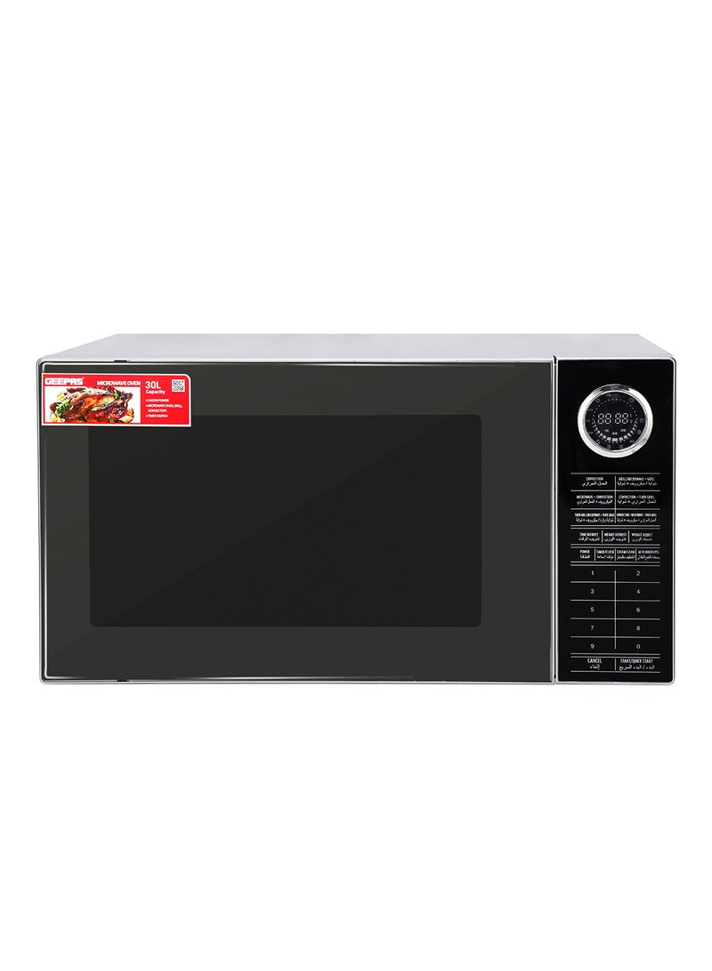 GEEPAS Digital Convection Microwave Oven with Reheating Defrost and Grill Function 270mm Turntable Glass Including Child Lock LED Display and Timer 25 L 1400 W GMO2706CB Black - Image 1