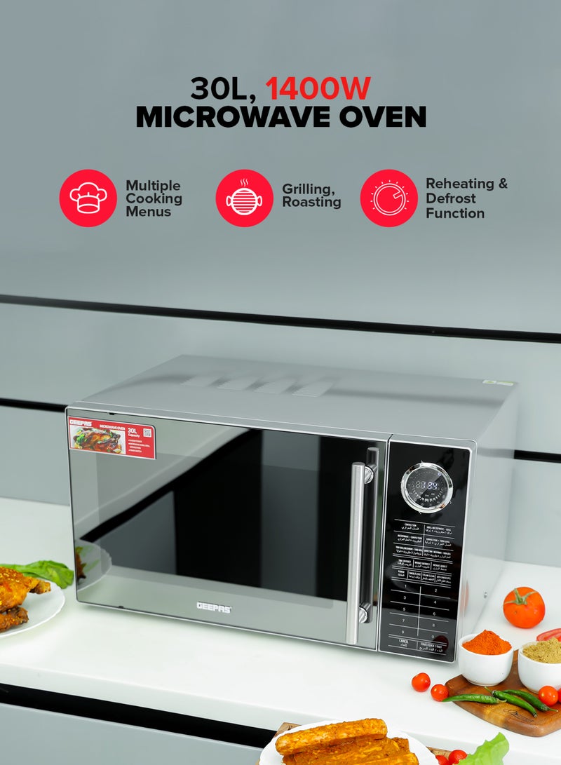 GEEPAS Digital Convection Microwave Oven with Reheating Defrost and Grill Function 270mm Turntable Glass Including Child Lock LED Display and Timer 25 L 1400 W GMO2706CB Black - Image 3