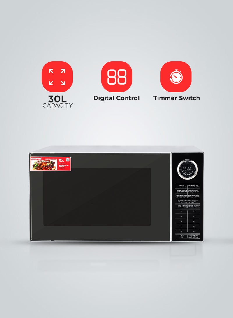 GEEPAS Digital Convection Microwave Oven with Reheating Defrost and Grill Function 270mm Turntable Glass Including Child Lock LED Display and Timer 25 L 1400 W GMO2706CB Black - Image 2
