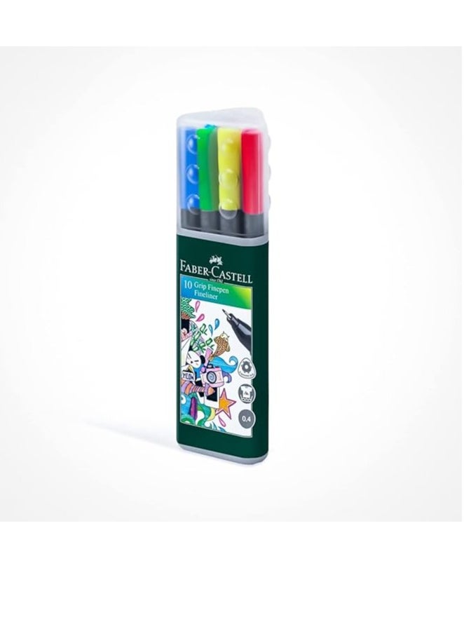 FABER-CASTELL - Faber-Castell Fineliner Grip Finepen Box of 10 Multicolor - Image 1