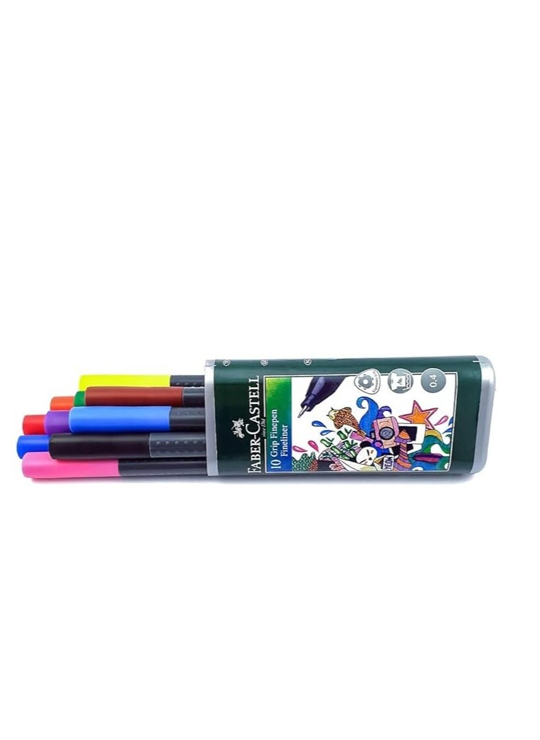 FABER-CASTELL - Faber-Castell Fineliner Grip Finepen Box of 10 Multicolor - Image 1